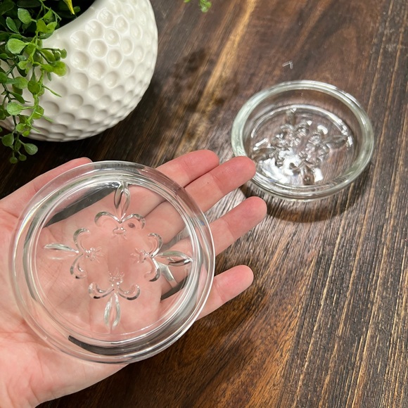 Vintage Princess House Fleur-De-Lis clear glass coaster 2 piece set SOLD - Picture 4 of 10